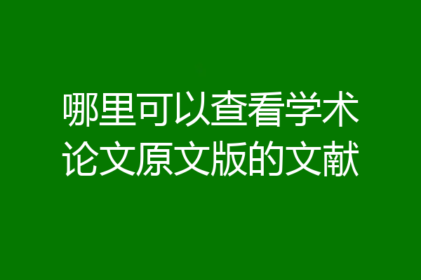 哪里可以查看学术论文原文版的文献