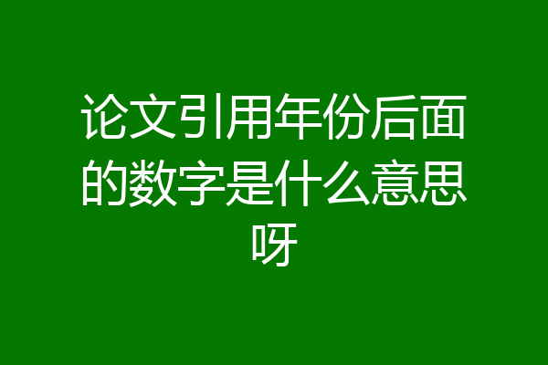 论文引用年份后面的数字是什么意思呀