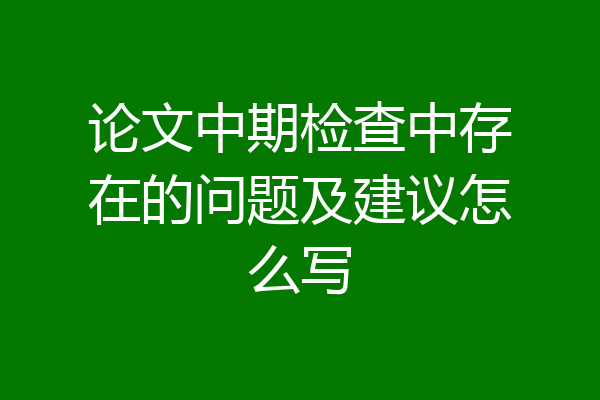 论文中期检查中存在的问题及建议怎么写