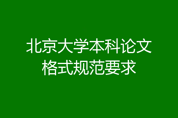 北京大学本科论文格式规范要求