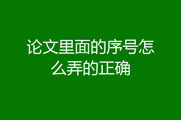 论文里面的序号怎么弄的正确