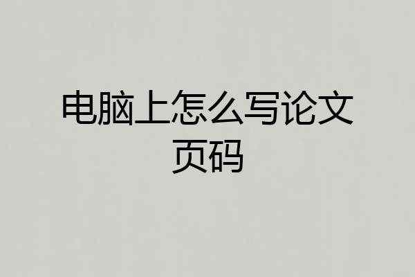 电脑上怎么写论文页码