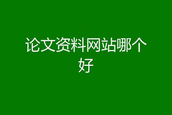 论文资料网站哪个好