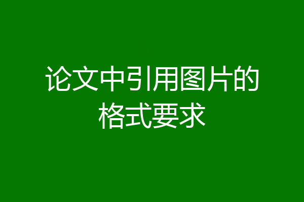 论文中引用图片的格式要求