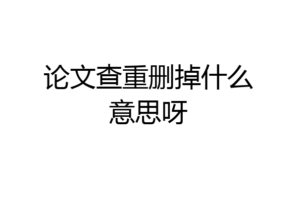 论文查重删掉什么意思呀
