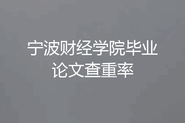 宁波财经学院毕业论文查重率