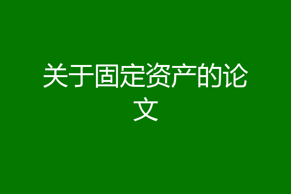 关于固定资产的论文