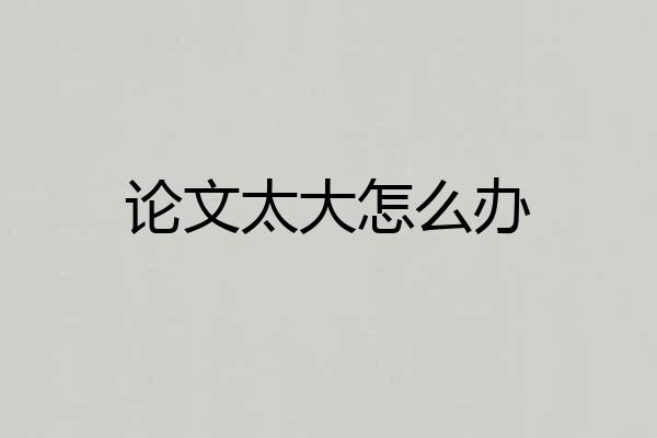 论文太大怎么办