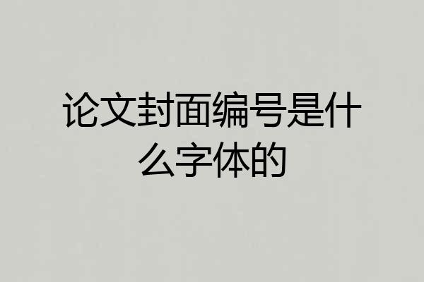 论文封面编号是什么字体的