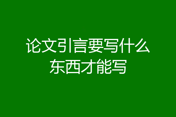 论文引言要写什么东西才能写