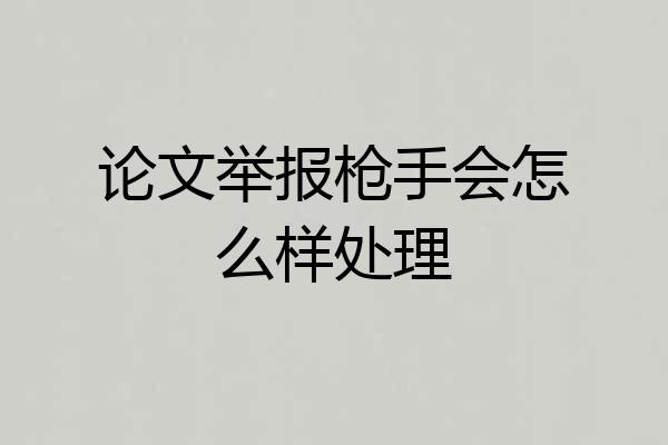 论文举报枪手会怎么样处理