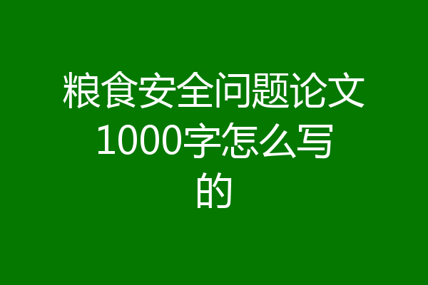 粮食安全问题论文1000字怎么写的