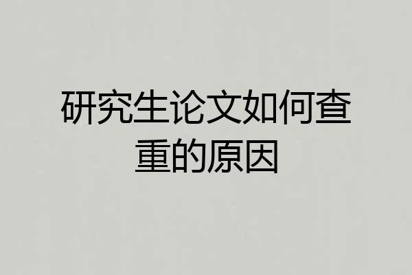 研究生论文如何查重的原因