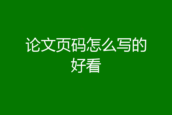 论文页码怎么写的好看