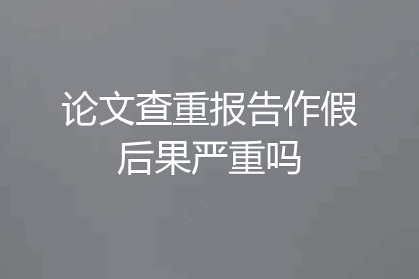 论文查重报告作假后果严重吗