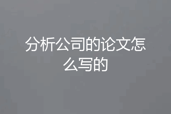 分析公司的论文怎么写的