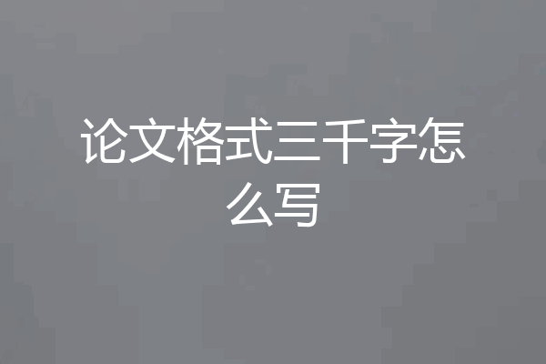 论文格式三千字怎么写