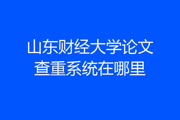 山东财经大学论文查重系统在哪里