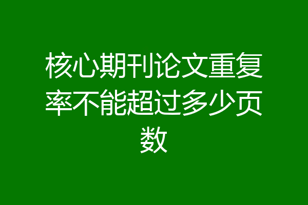 核心期刊论文重复率不能超过多少页数