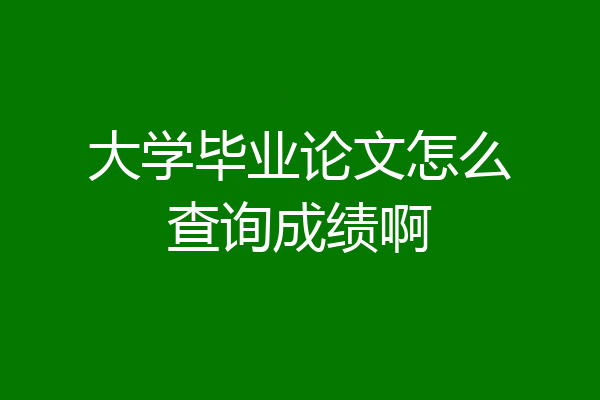 大学毕业论文怎么查询成绩啊