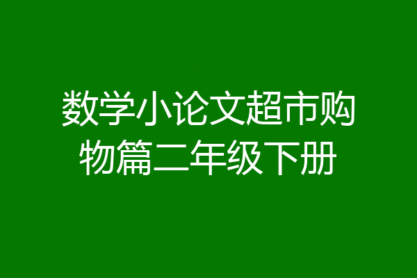数学小论文超市购物篇二年级下册