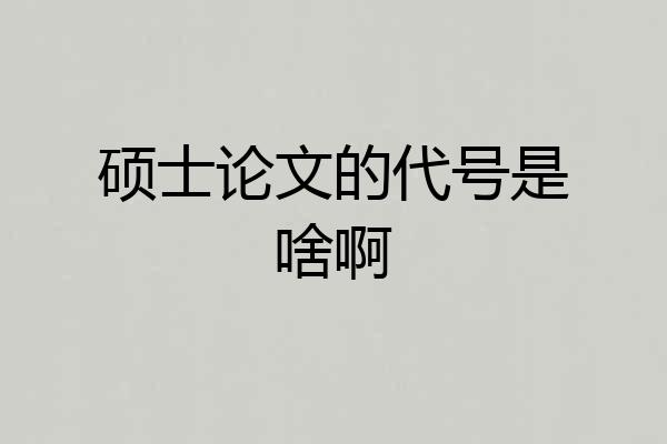 硕士论文的代号是啥啊