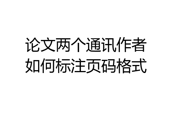 论文两个通讯作者如何标注页码格式