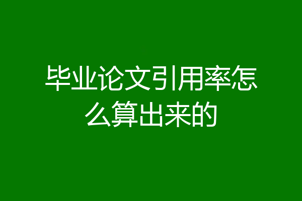 毕业论文引用率怎么算出来的