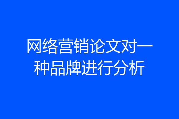 网络营销论文对一种品牌进行分析