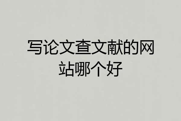 写论文查文献的网站哪个好