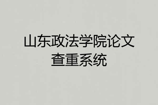 山东政法学院论文查重系统