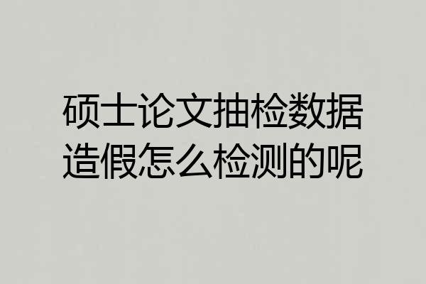 硕士论文抽检数据造假怎么检测的呢