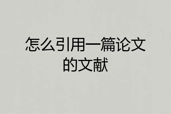 怎么引用一篇论文的文献
