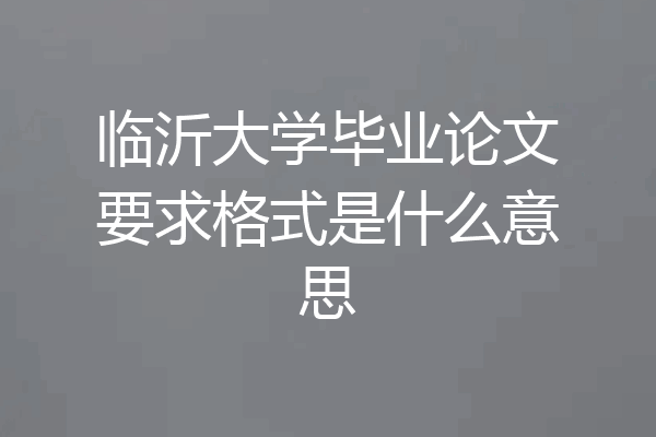 临沂大学毕业论文要求格式是什么意思