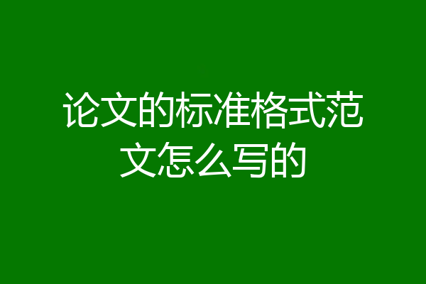 论文的标准格式范文怎么写的