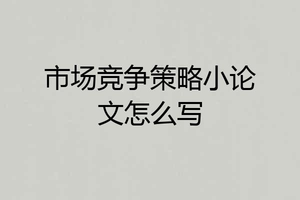 市场竞争策略小论文怎么写
