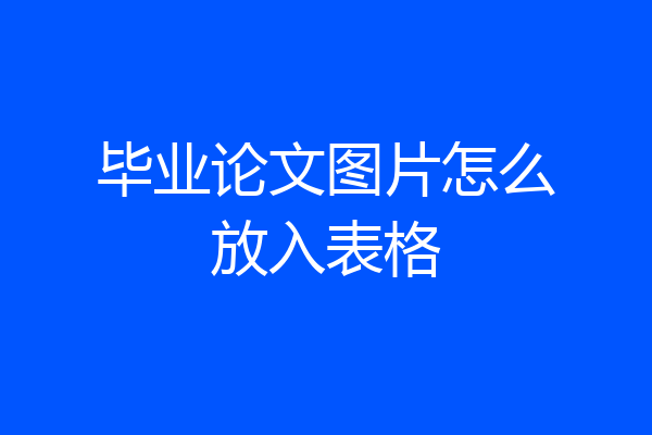 毕业论文图片怎么放入表格