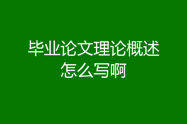 毕业论文理论概述怎么写啊
