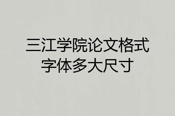 三江学院论文格式字体多大尺寸