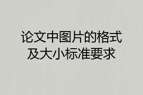 论文中图片的格式及大小标准要求