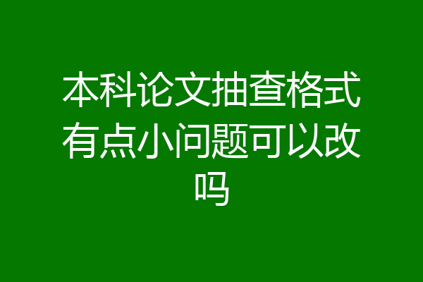 本科论文抽查格式有点小问题可以改吗