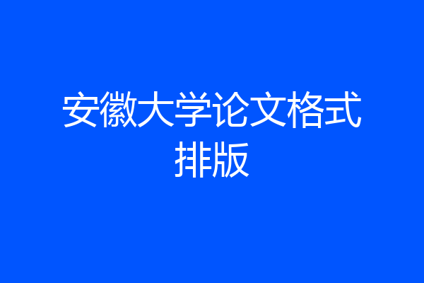 安徽大学论文格式排版