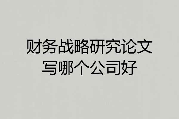 财务战略研究论文写哪个公司好