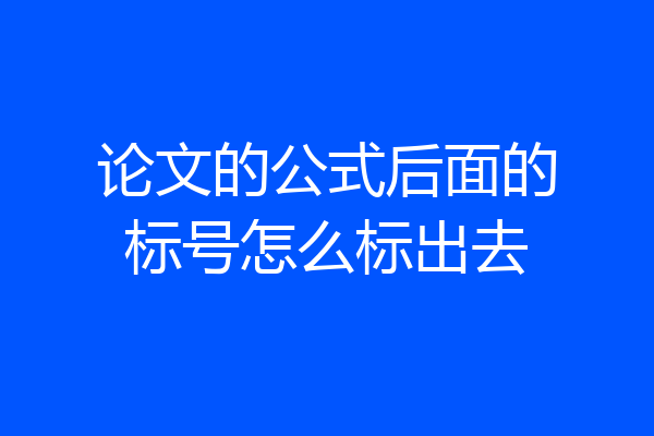 论文的公式后面的标号怎么标出去