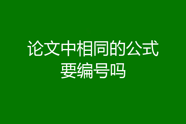 论文中相同的公式要编号吗