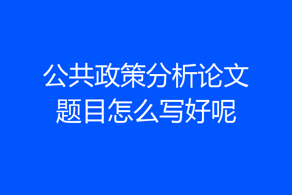 公共政策分析论文题目怎么写好呢