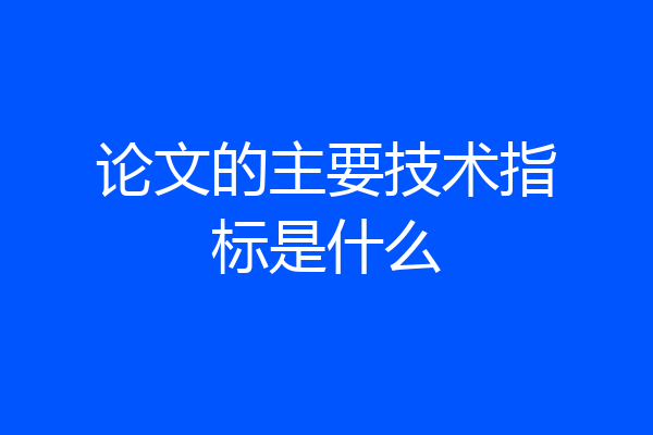 论文的主要技术指标是什么