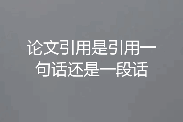 论文引用是引用一句话还是一段话