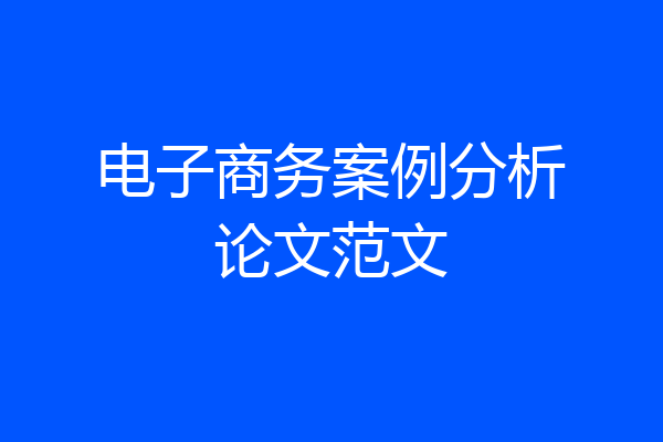 电子商务案例分析论文范文