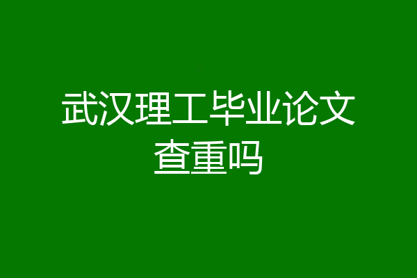 武汉理工毕业论文查重吗